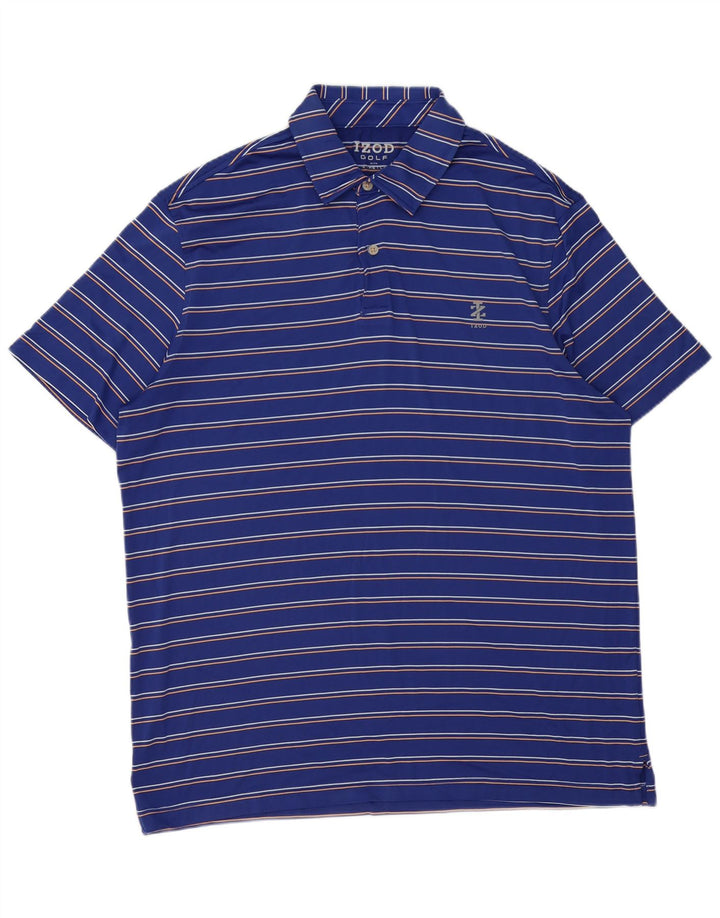Polo da golf da uomo IZOD in poliestere a righe grandi blu