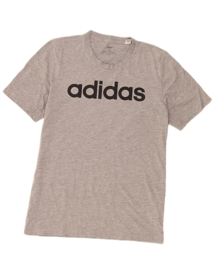 T-shirt grafica da uomo Adidas Top piccola in cotone grigio