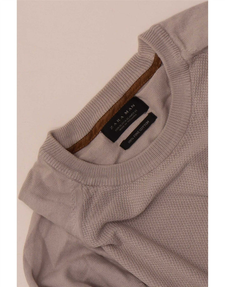 Maglione maglione girocollo da uomo Zara XL in cotone grigio
