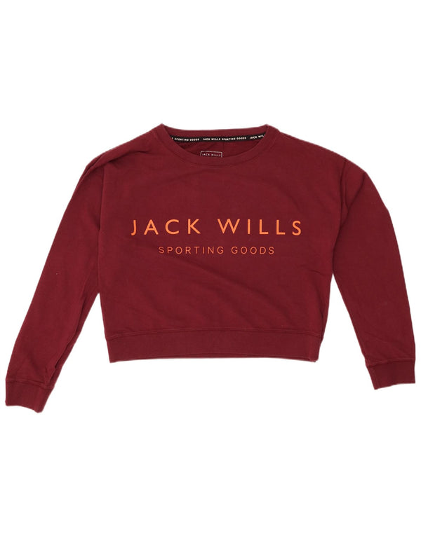 JACK WILLS Felpa corta oversize da donna, maglione UK 8 piccolo marrone