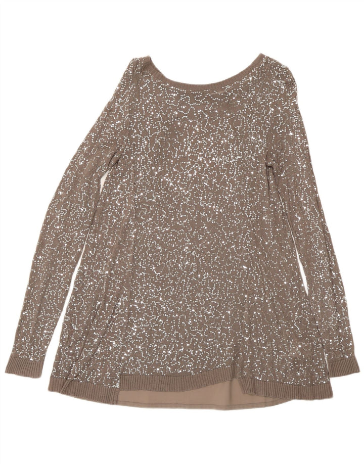 Camicetta vintage da donna Top UK 8 piccola in viscosa marrone