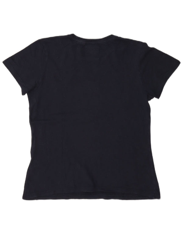 T-shirt grafica da donna Superdry Top UK 12 cotone medio blu navy