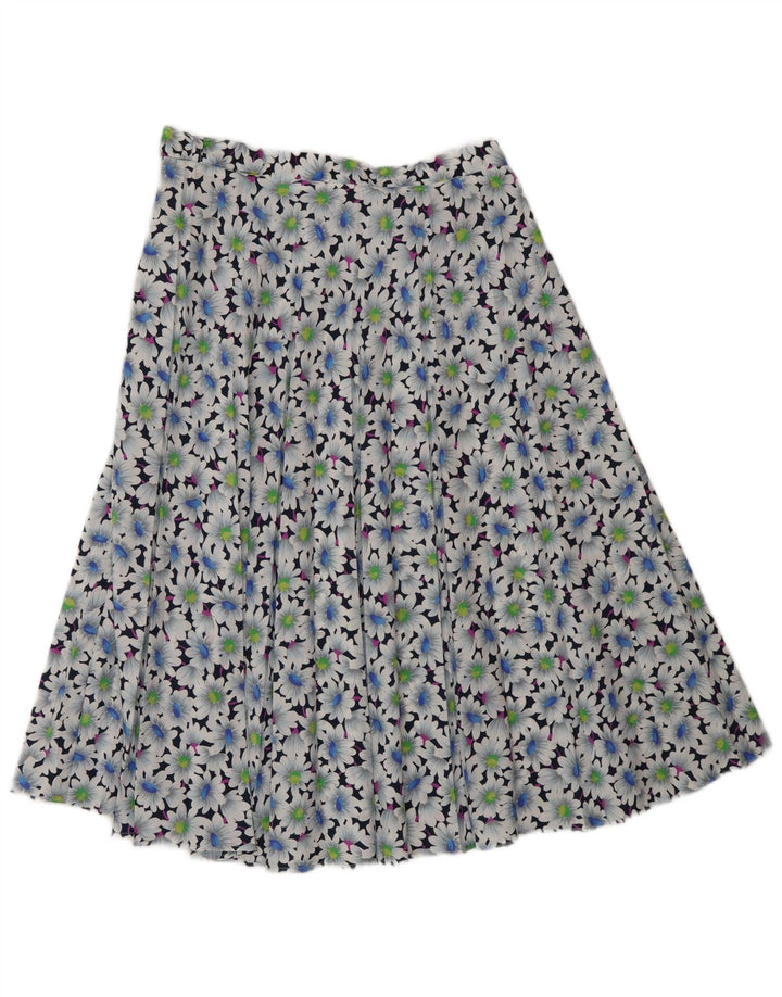 Gonna a pieghe vintage da donna W32 grande floreale multicolore