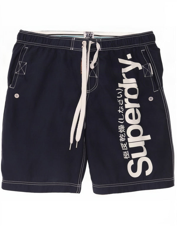 Pantaloncini da bagno grafici da uomo Superdry grandi blu navy