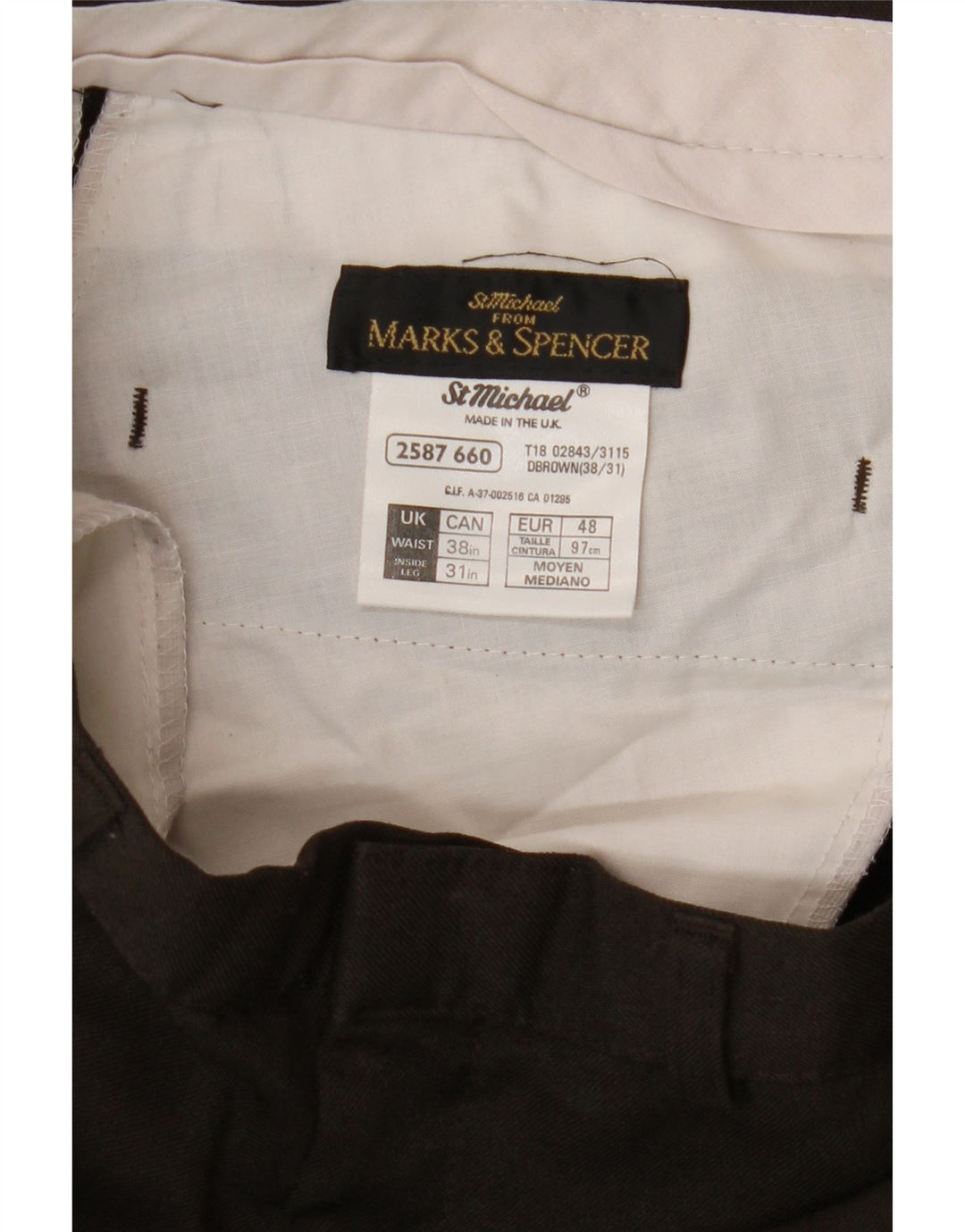 Pantaloni casual affusolati da uomo Marks & Spencer W38 L31 poliestere marrone