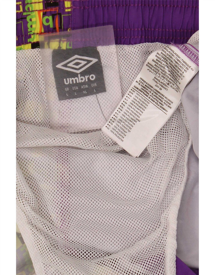 Pantaloncini da bagno grafici da uomo Umbro grandi in poliestere geometrico viola