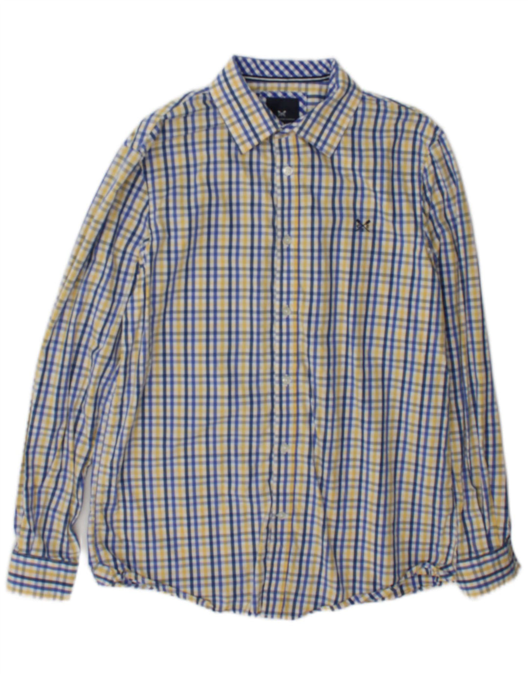 Crew Clothing Camicia da uomo dal taglio classico in cotone a quadri blu medio