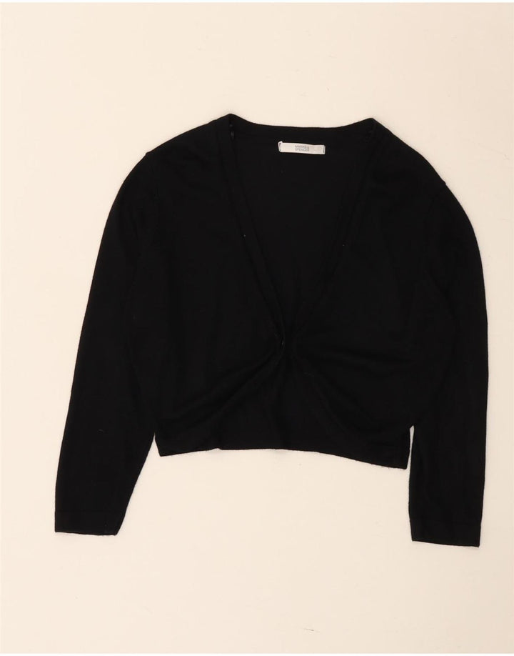 Maglione cardigan corto da donna Marks & Spencer UK 12 viscosa nera media