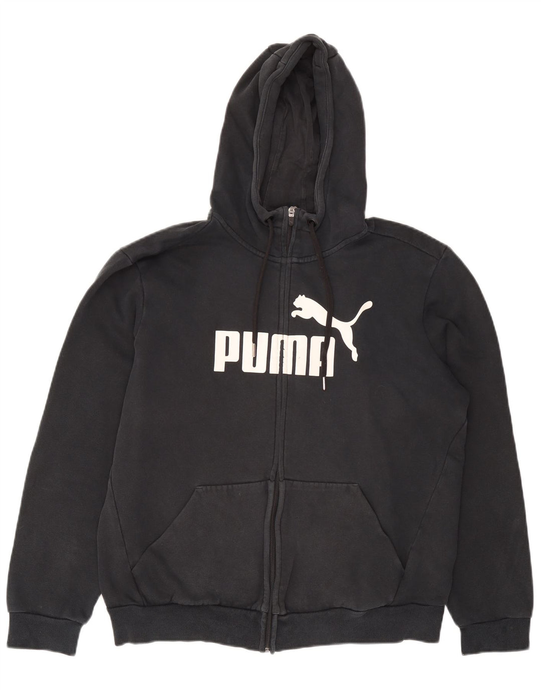 Felpa con cappuccio e zip grafica da uomo Puma grande in cotone grigio
