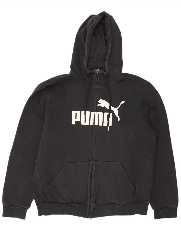 Felpa con cappuccio e zip grafica da uomo Puma grande in cotone grigio