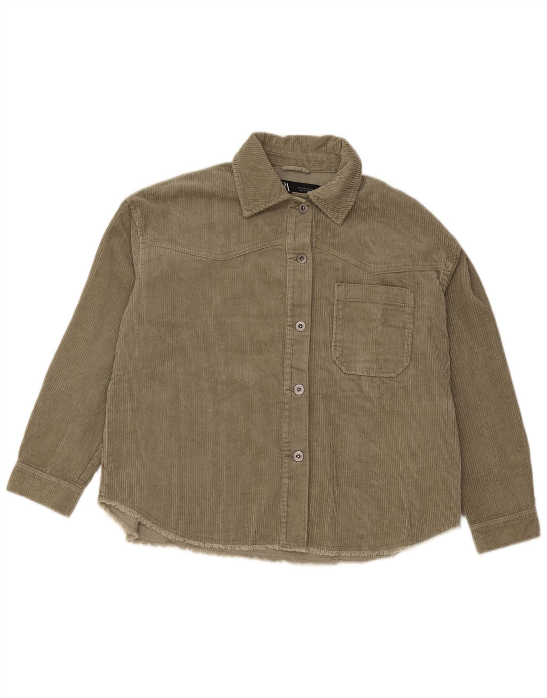 Camicia da donna in velluto a coste oversize ZARA UK 10 piccola in cotone verde