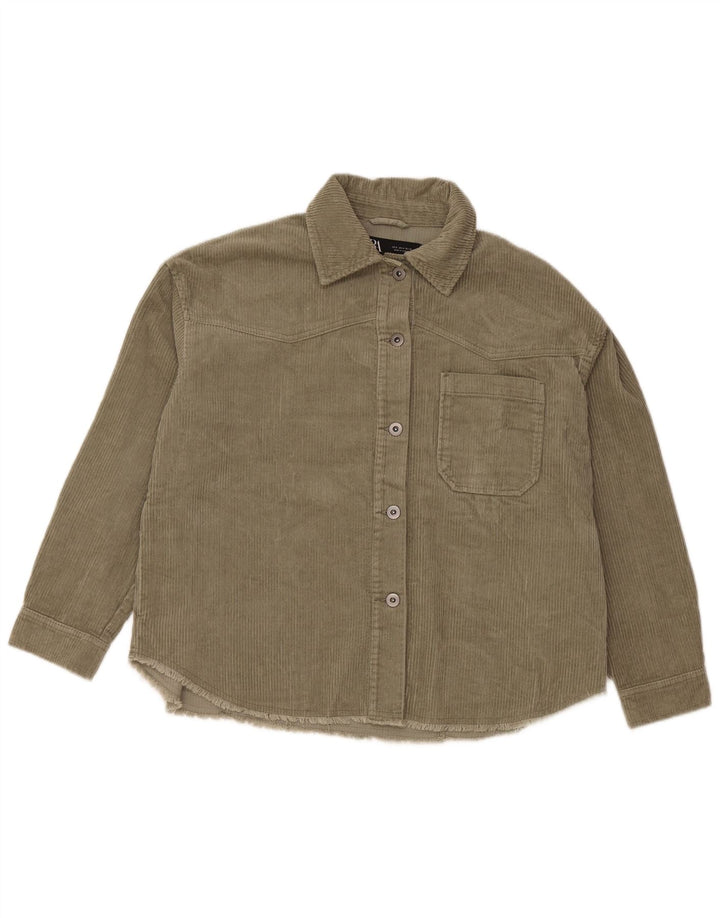 Camicia da donna in velluto a coste oversize ZARA UK 10 piccola in cotone verde