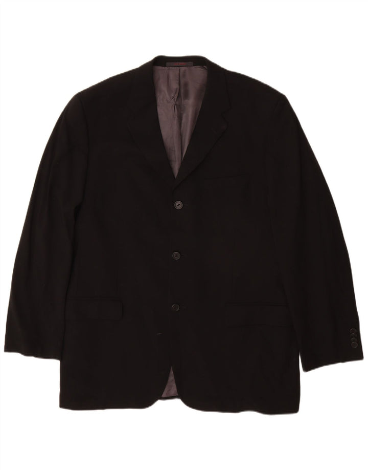 Giacca blazer da uomo a 3 bottoni Ted Baker US 42 XL nera in lana vergine