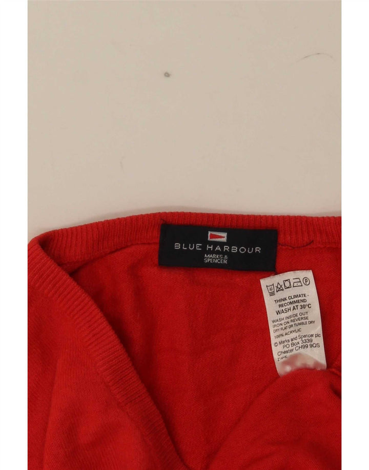 Marks & Spencer Maglione da uomo con scollo a V blu Harbour Grande acrilico rosso