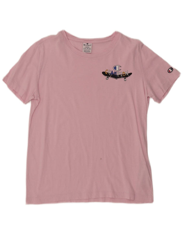 T-shirt grafica da donna Champion Top UK 16 grande cotone rosa