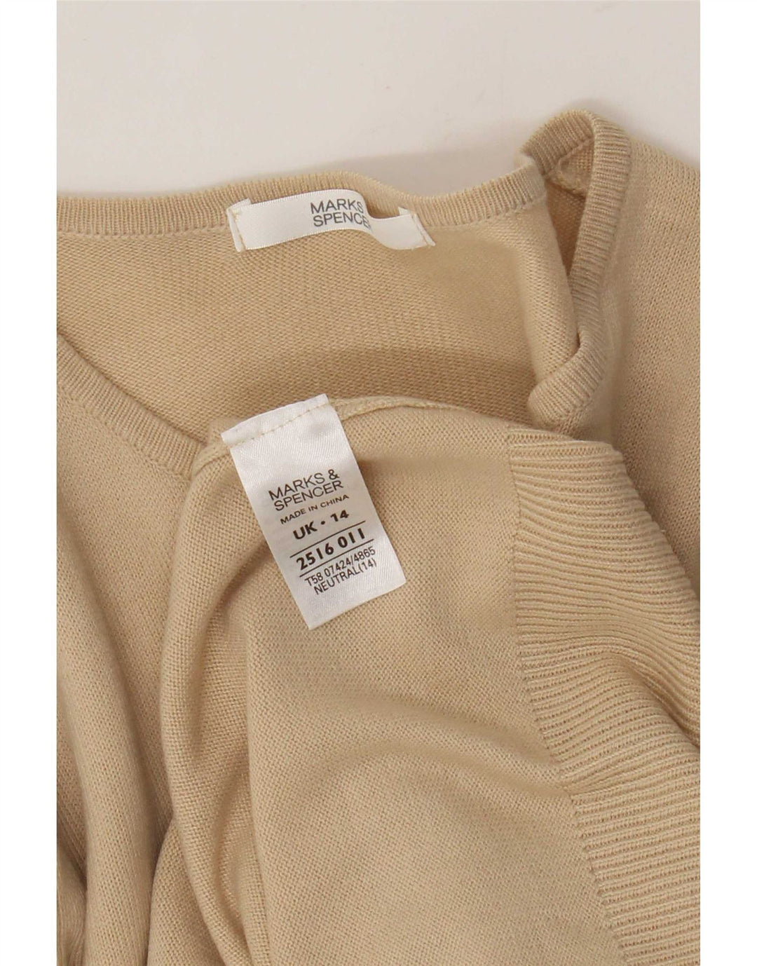 Maglione cardigan da donna Marks & Spencer UK 14 Acrilico beige medio