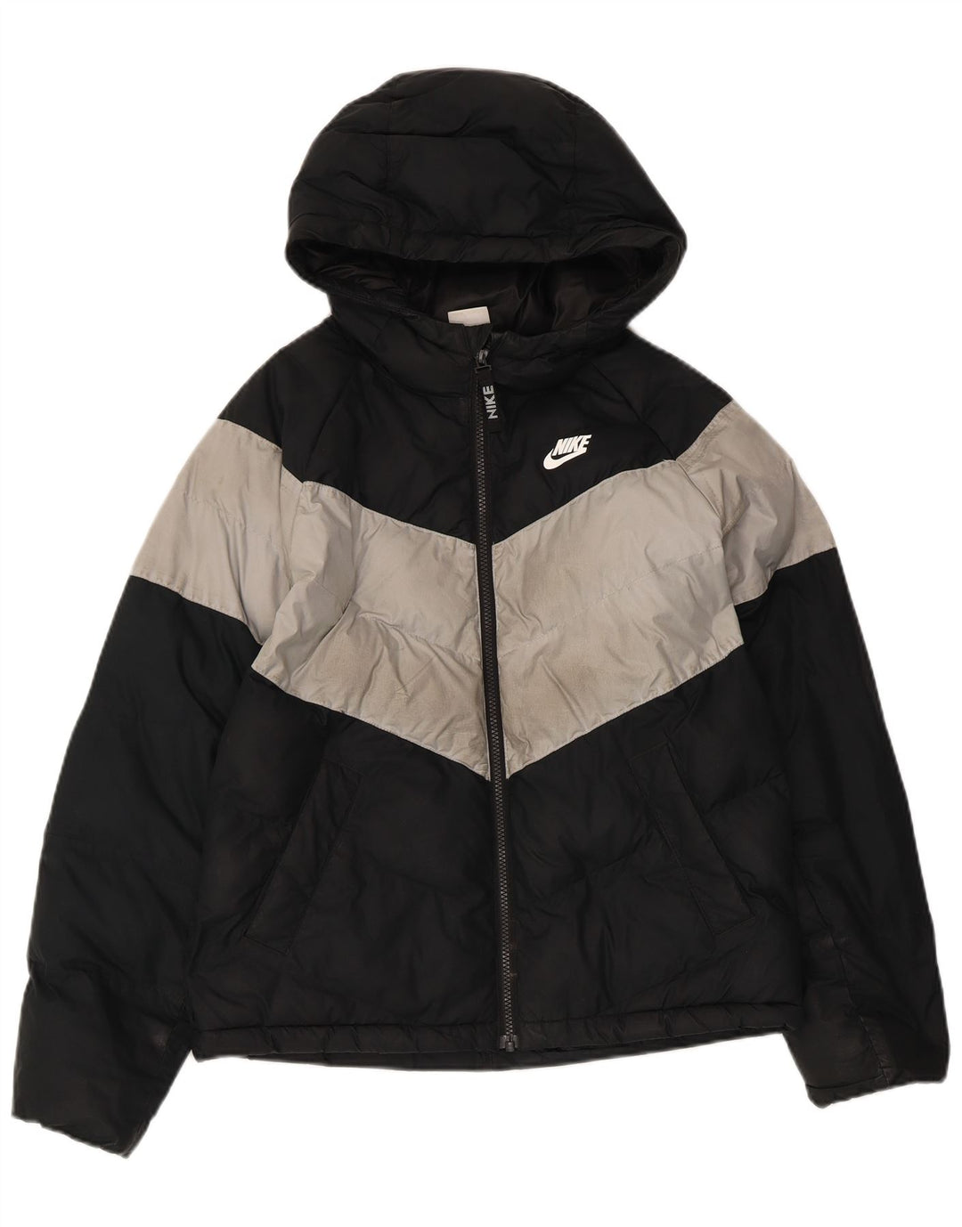 Giacca imbottita con cappuccio Nike da ragazzo 12-13 anni Large Black Colourblock