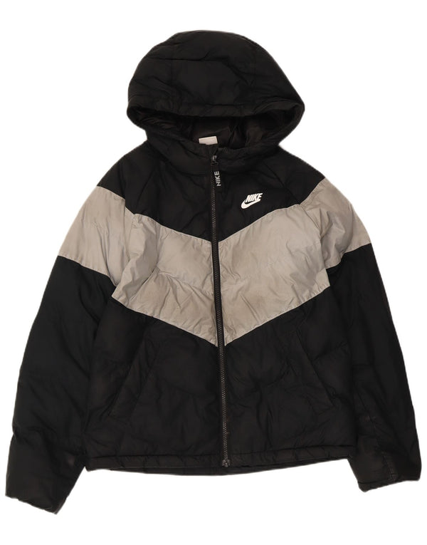Giacca imbottita con cappuccio Nike da ragazzo 12-13 anni Large Black Colourblock