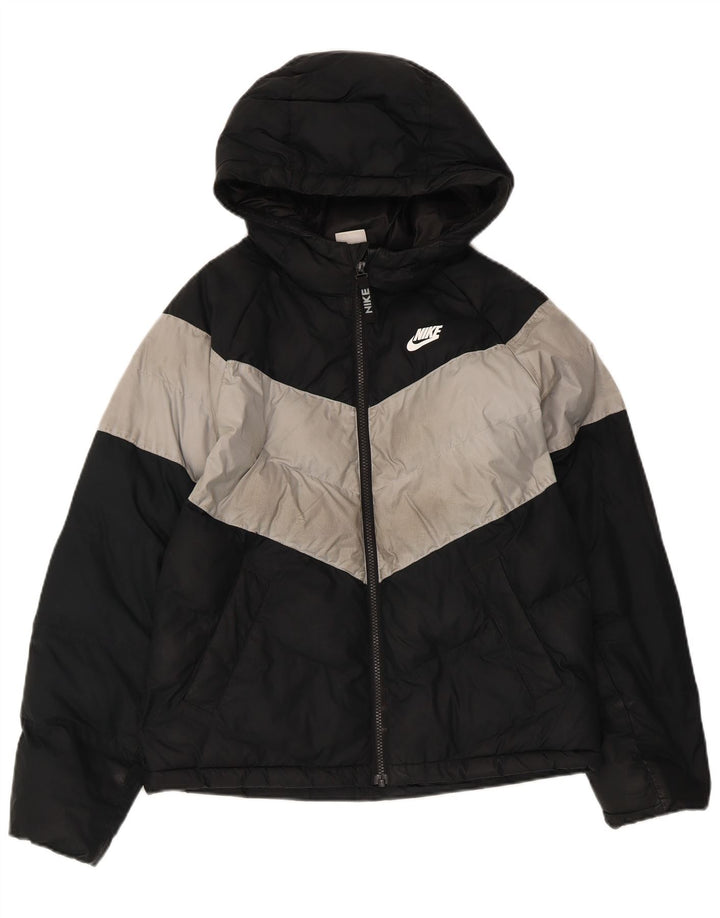 Giacca imbottita con cappuccio Nike da ragazzo 12-13 anni Large Black Colourblock