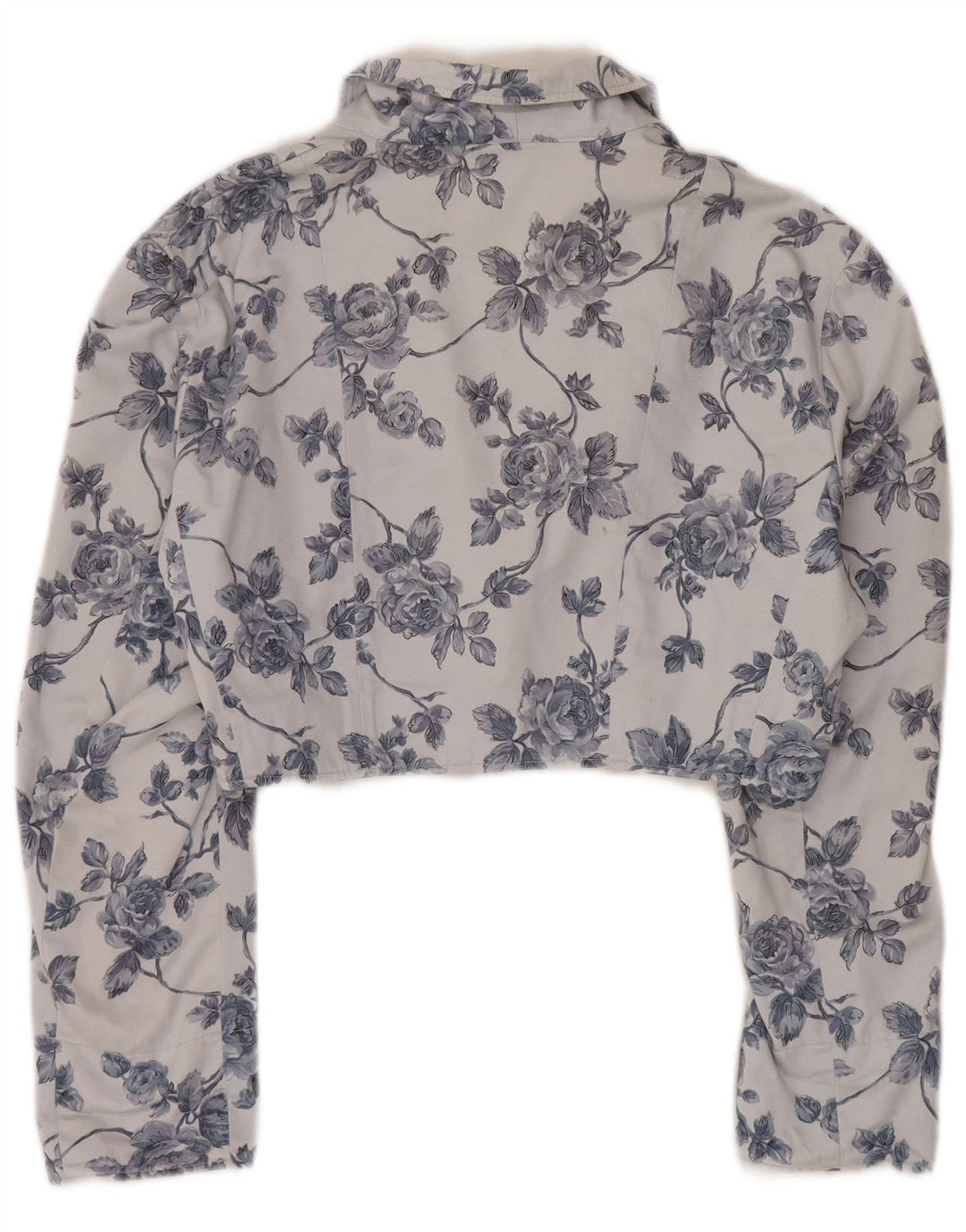 Giacca Bolero vintage da donna a 1 bottone UK 14 blu medio floreale