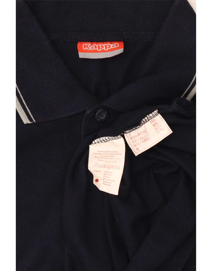 Polo Kappa Uomo Large in cotone a righe blu navy