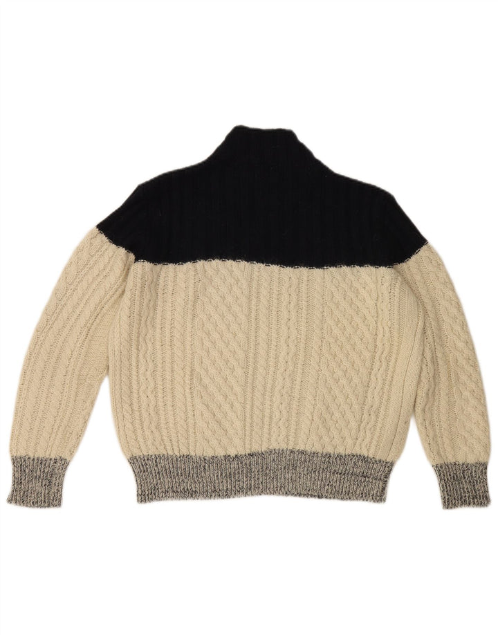Maglione maglione a collo alto da donna Slam UK 14 Blocco colore bianco sporco medio