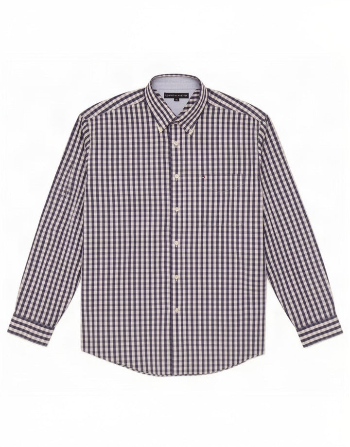 Camicia da uomo Tommy Hilfiger XL blu navy in cotone a quadretti