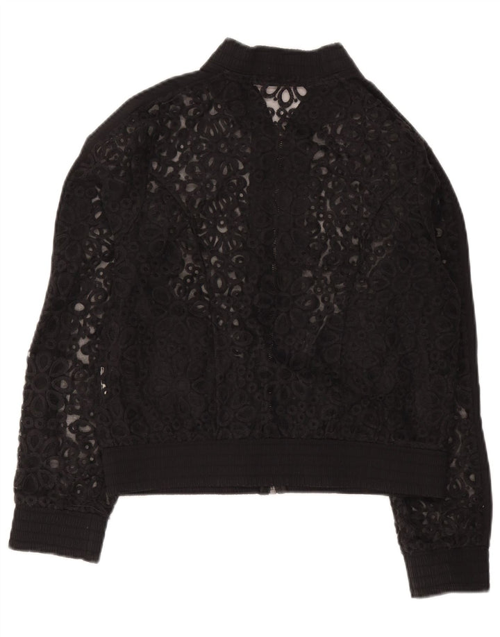Fornarina Donna Bomber in pizzo UK 12 Medio Nero Floreale
