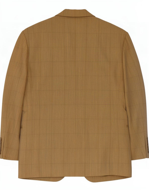 Ferre Mens 2 Button Blazer Jacket IT 52 XL Beige Check Virgin Wool