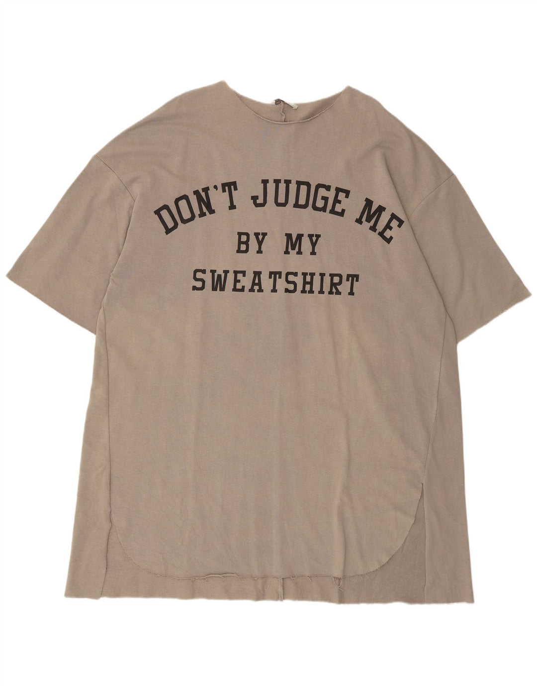 Abito T-shirt con grafica oversize da donna Zara UK 14 Cotone grigio medio