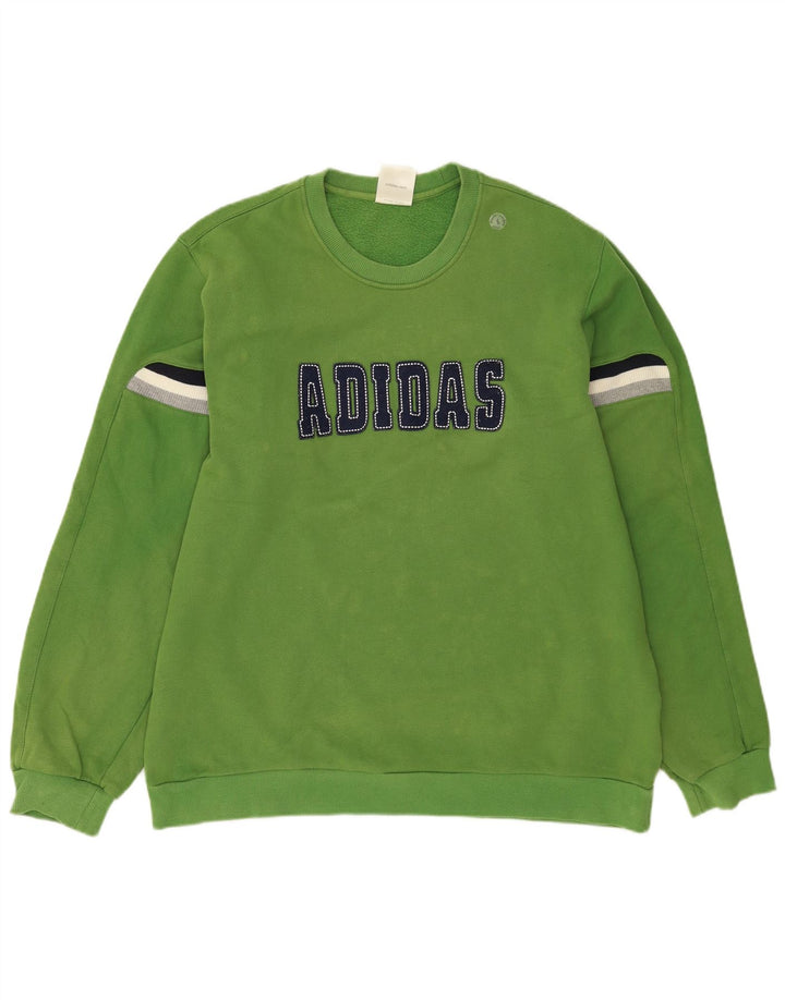 Felpa grafica da uomo ADIDAS, maglione grande, cotone verde