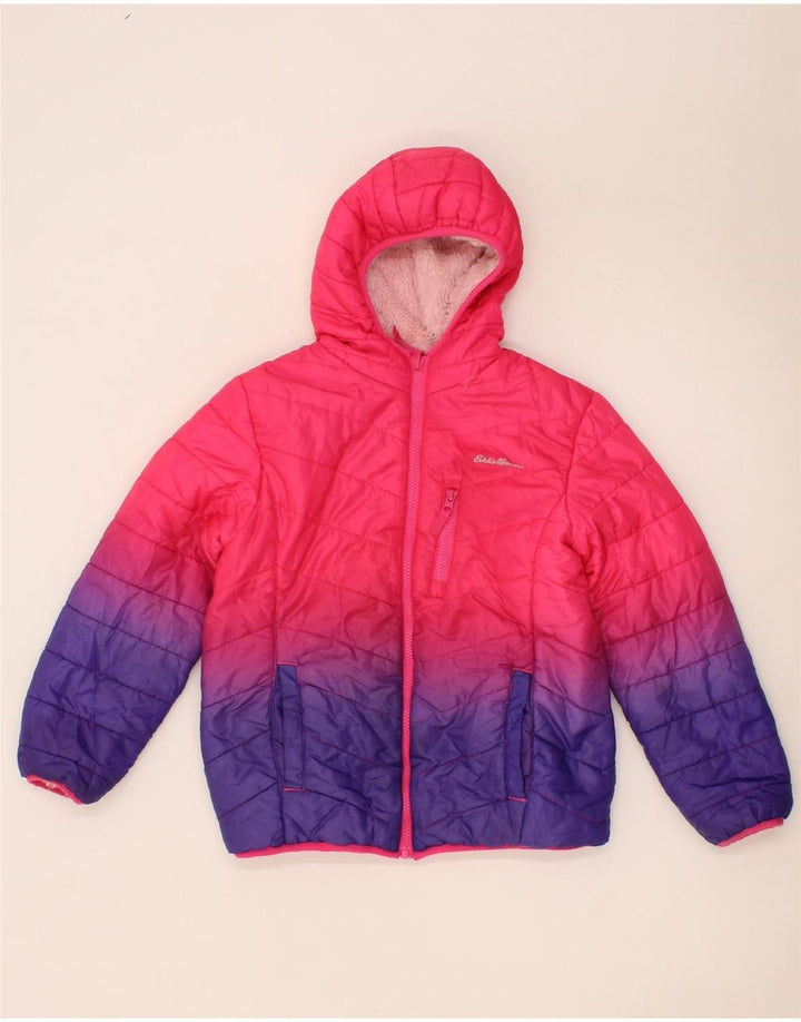 EDDIE BAUER Girls Padded Jacket 10-11 Years Medium Pink Colourblock Vintage Eddie Bauer and Second-Hand Eddie Bauer from Messina Hembry 