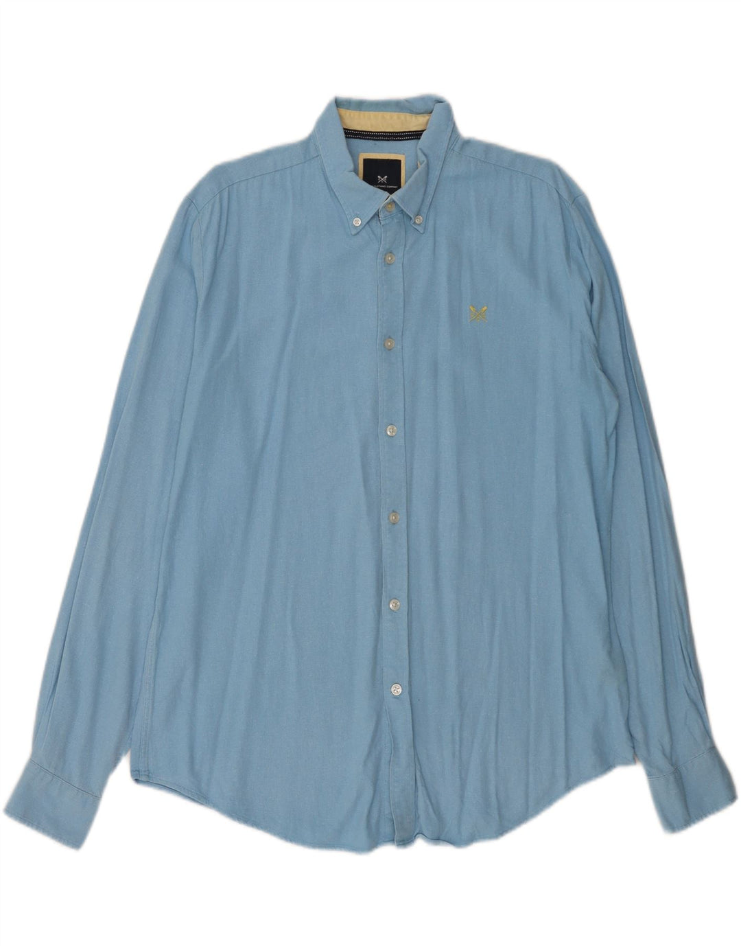 CREW CLOTHING Camicia da uomo grande in lino blu