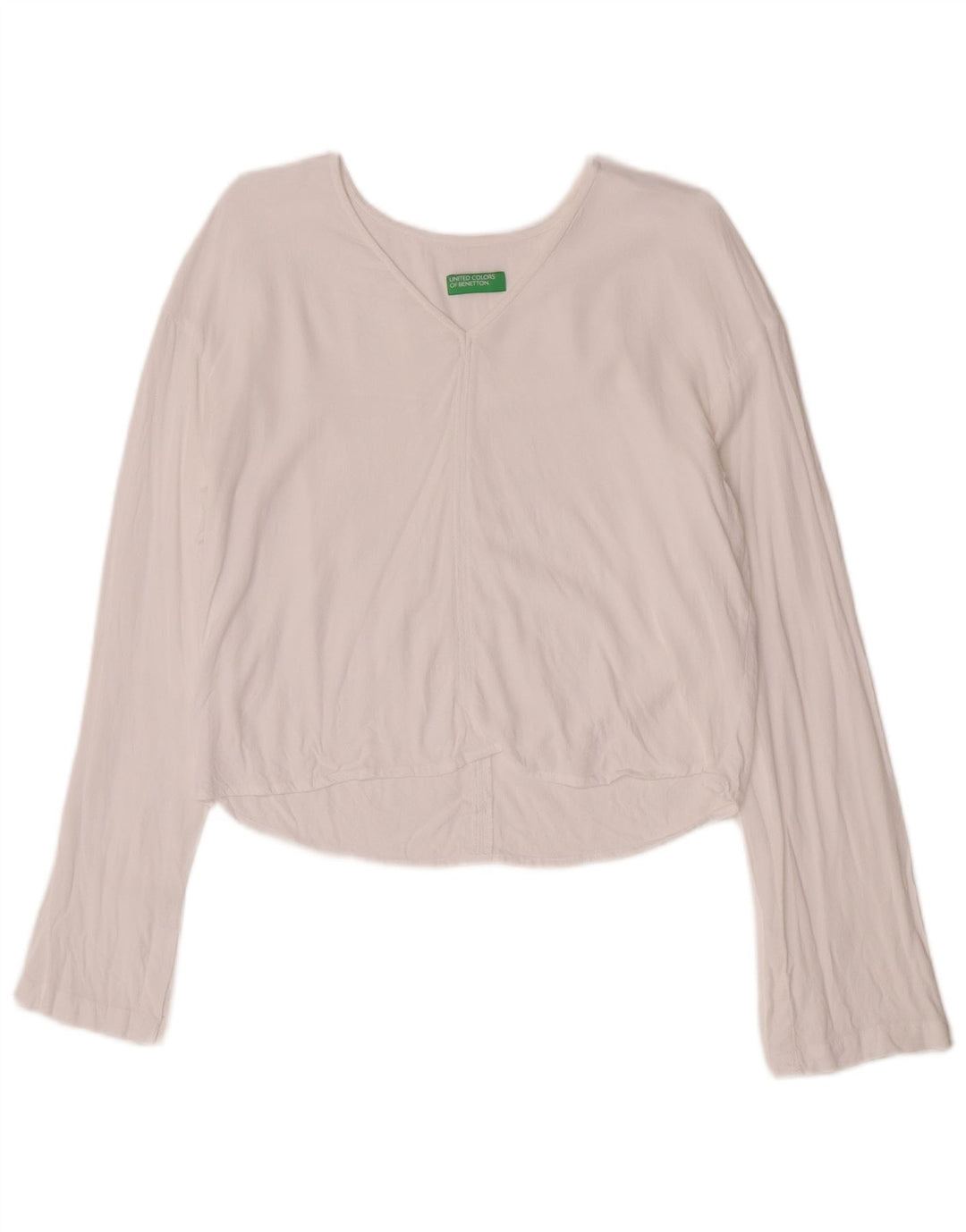 Benetton Crop Top da donna a maniche lunghe UK 10 Small bianco in viscosa