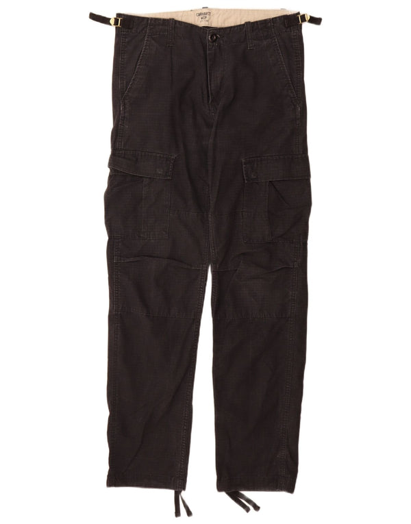 Pantaloni cargo dritti da uomo Carhartt W29 L32 in cotone a quadri neri