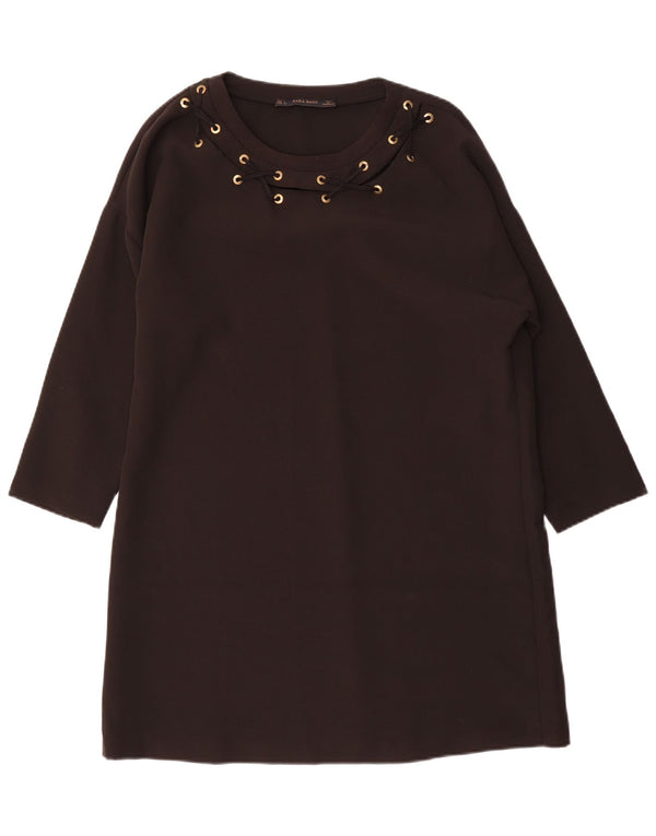 Abito a tunica con maniche a 3/4 da donna Zara UK 16 grande nero