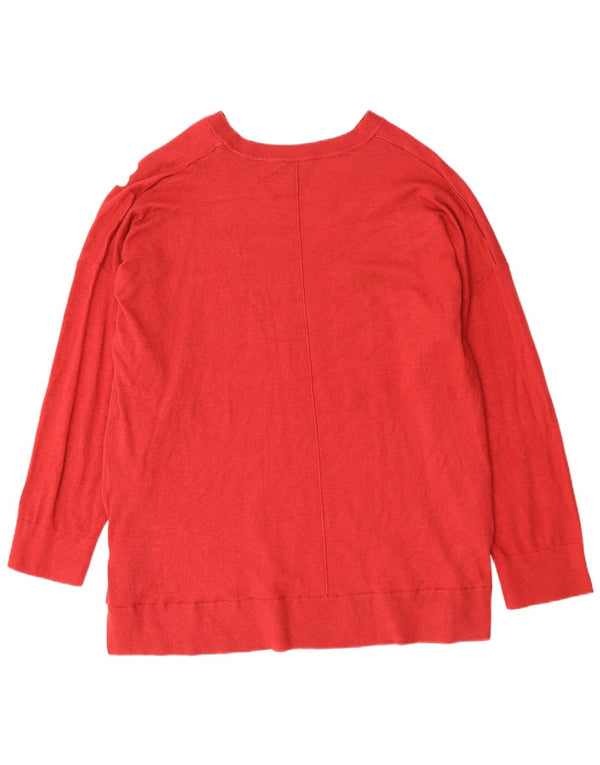 Maglione da donna con scollo a V con grafica Autograph UK 20 2XL Viscosa rossa