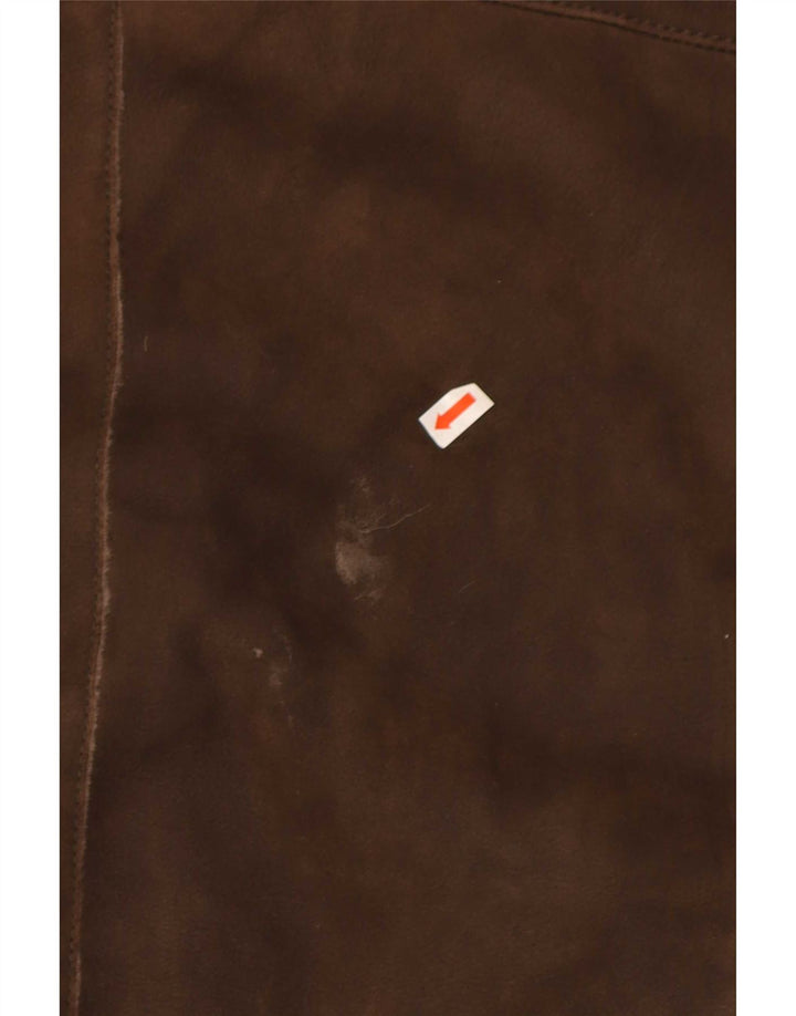 Giubbotto bomber in pelle scamosciata vintage da uomo UK 40 grande marrone