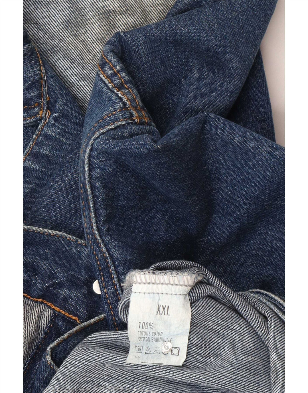 Giacca di jeans vintage da uomo UK 44 2XL cotone blu