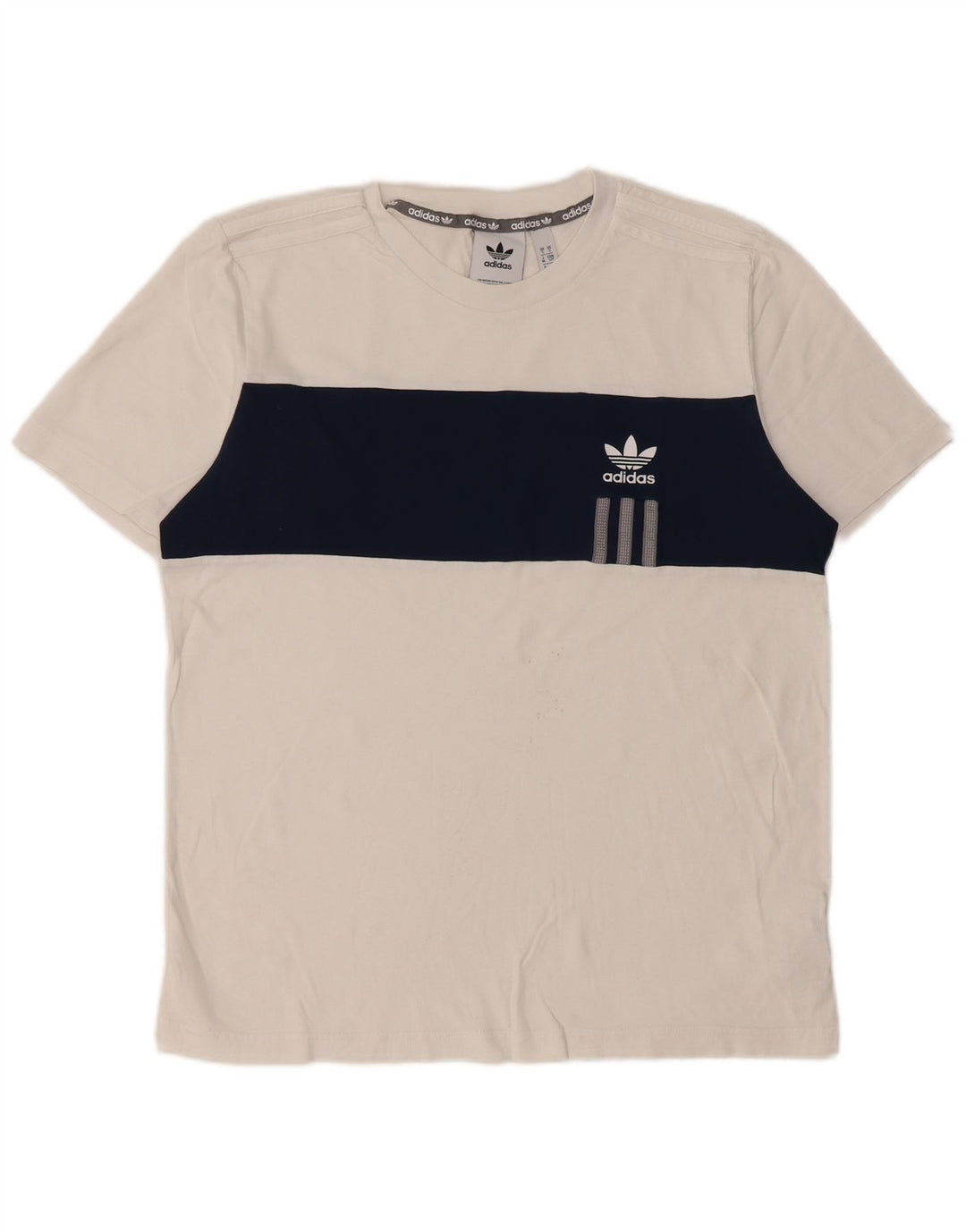 T-shirt Adidas da uomo Top Small in cotone color block bianco