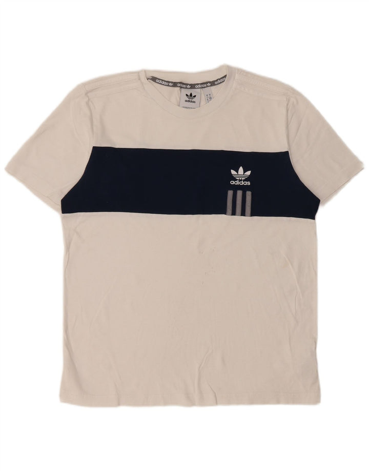 T-shirt Adidas da uomo Top Small in cotone color block bianco
