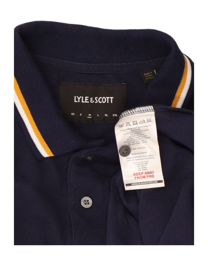 Polo da uomo Lyle & Scott in cotone blu navy medio