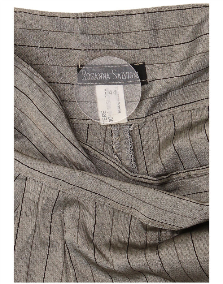 Pantaloni cropped da donna vintage IT 44 medi W28 L23 poliestere grigio