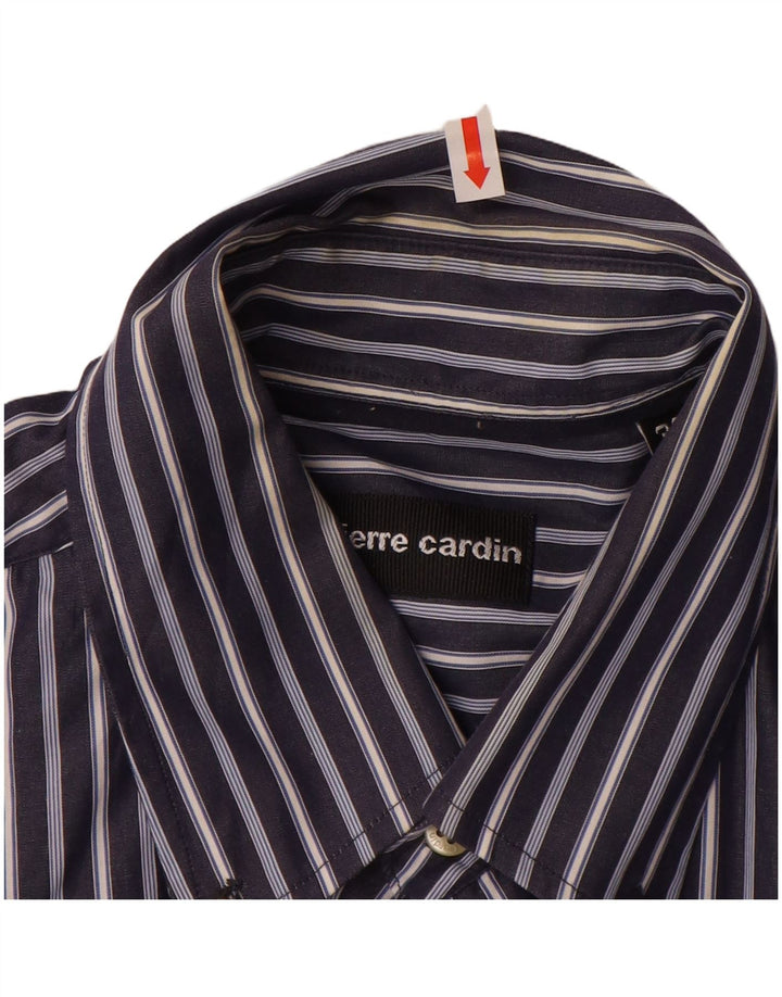 PIERRE CARDIN Camicia da uomo Taglia 39 Cotone gessato blu medio