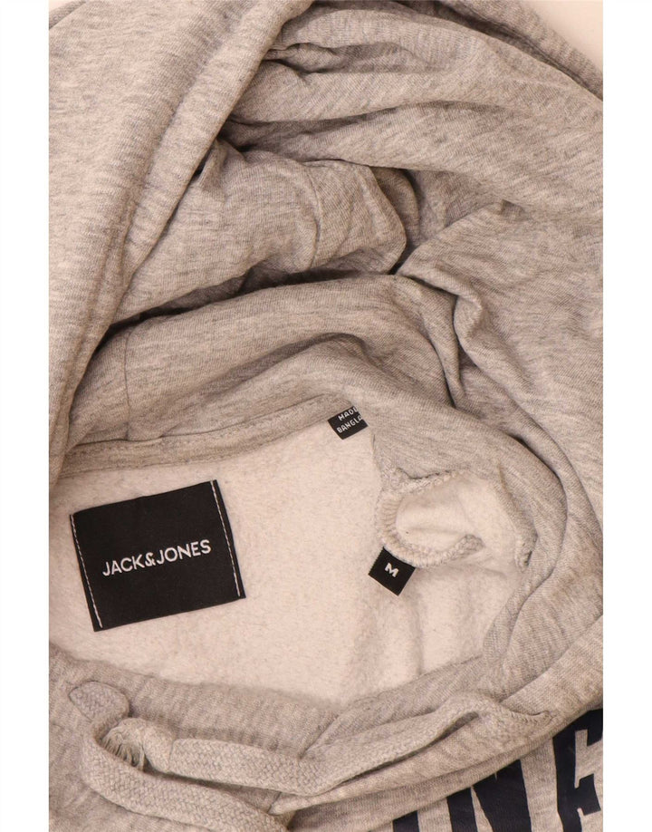 Maglione con cappuccio grafico da uomo Jack & Jones in cotone chiazzato grigio medio