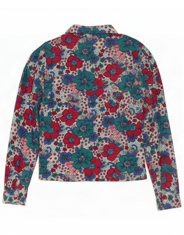 Vintage Womens Long Sleeve Blouse Top UK 16 Large Multicoloured Floral