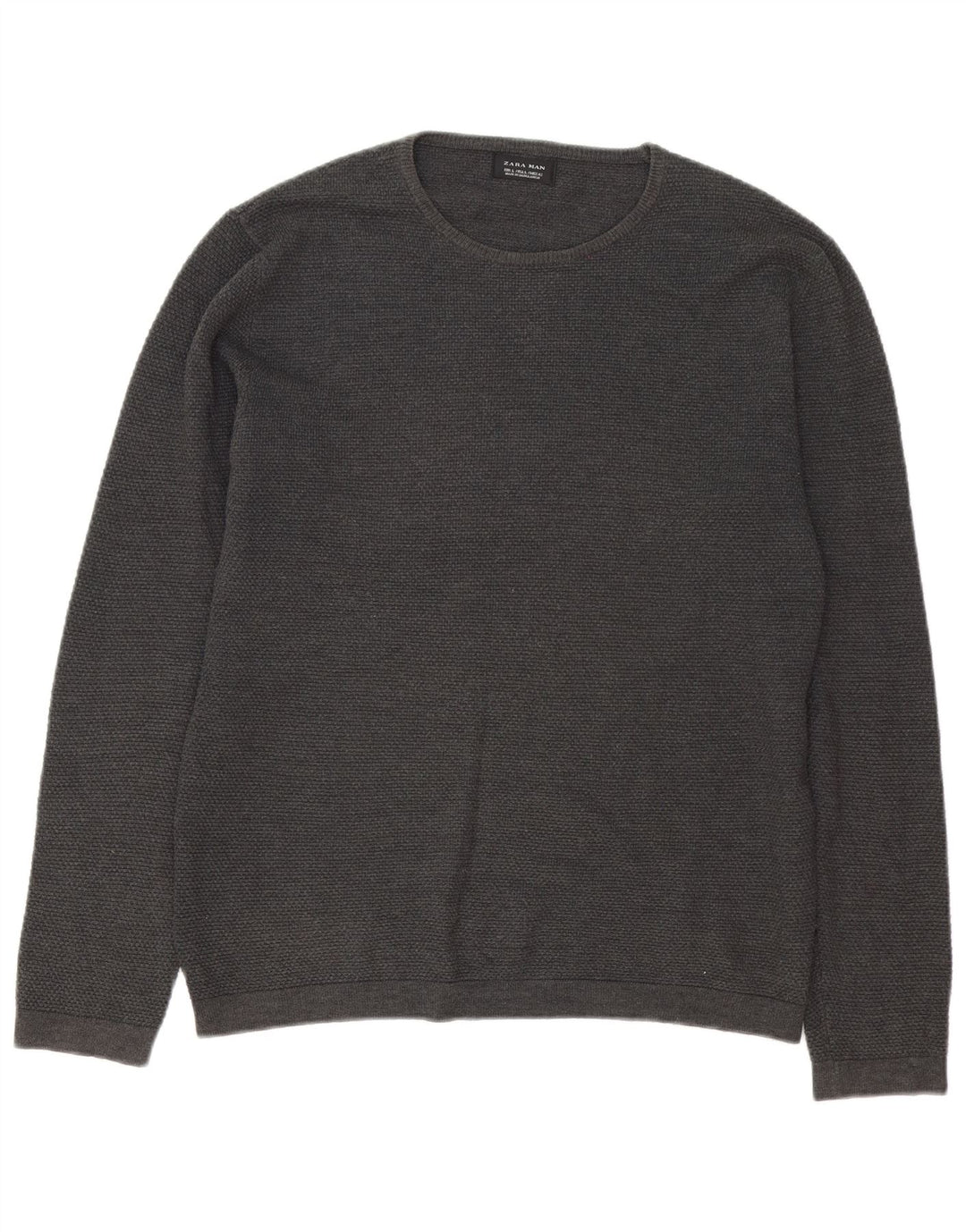 Maglione maglione girocollo da uomo Zara grande grigio