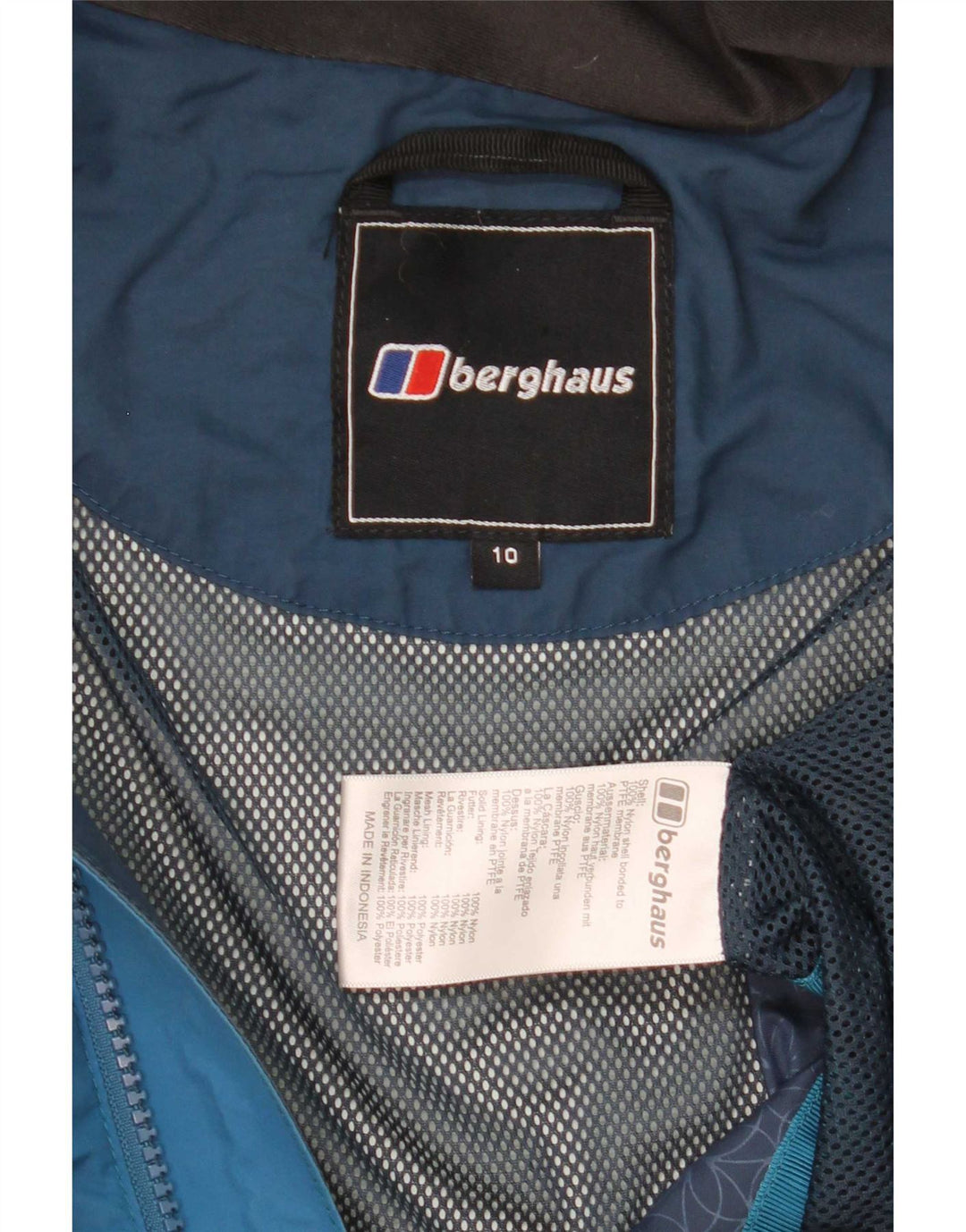 Giacca antipioggia oversize con cappuccio da donna Berghaus UK 10 Small Blue Colourblock
