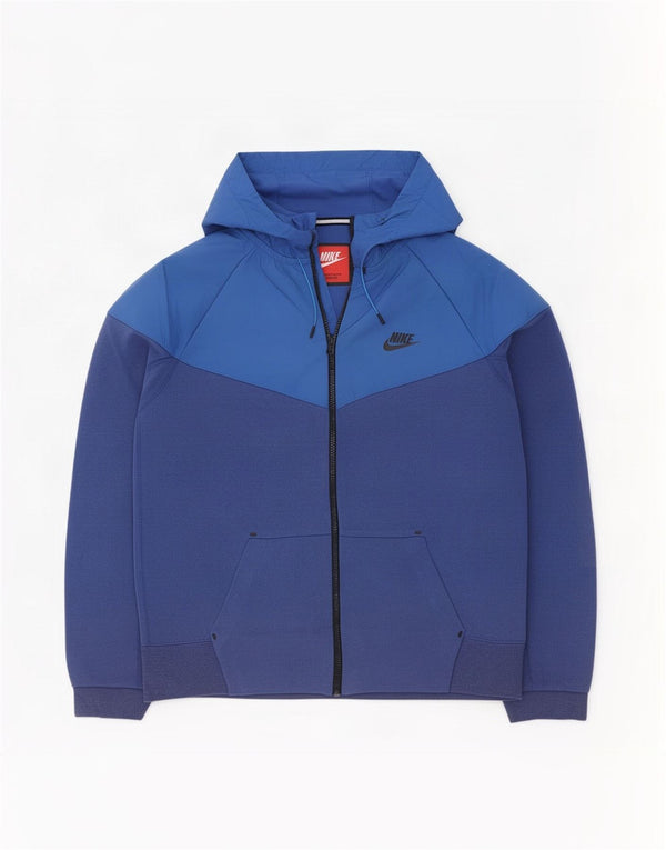 Felpa con cappuccio e zip Nike da uomo in cotone color block medio blu navy