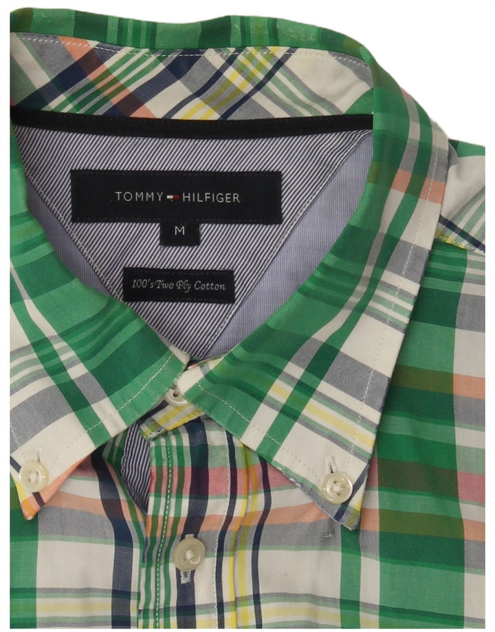 TOMMY HILFIGER Mens Short Sleeve Shirt Medium Green Check Cotton
